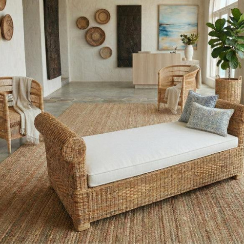 Classic Cane Ottoman Bench